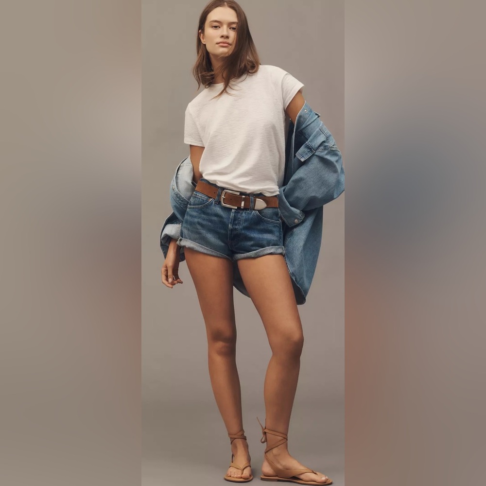 PILCRO Stet Bermuda Jeans Shorts Distressed Medium Blue · Women's Size 25